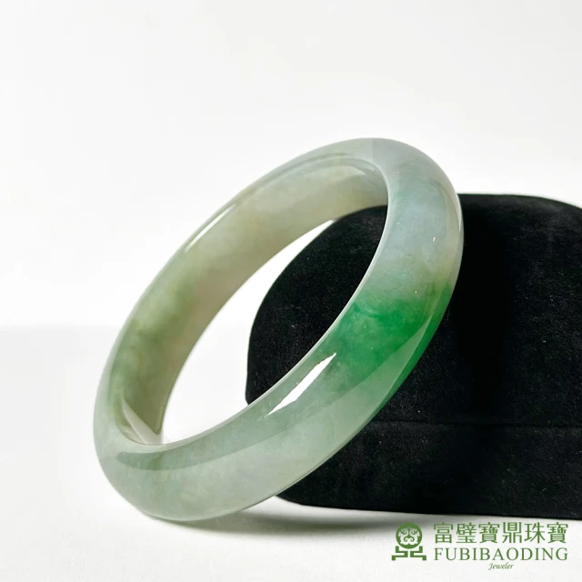 Fubibaoding jeweler 富璧寶鼎珠寶 糯種白底段綠手鐲(天然A貨 糯種翡翠 送禮 玉鐲 台灣圍#18)