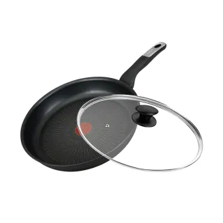 【Tefal 特福】法國製極上御藏系列28CM不沾鍋平底鍋+玻璃蓋(電磁爐適用/IH爐可用鍋)