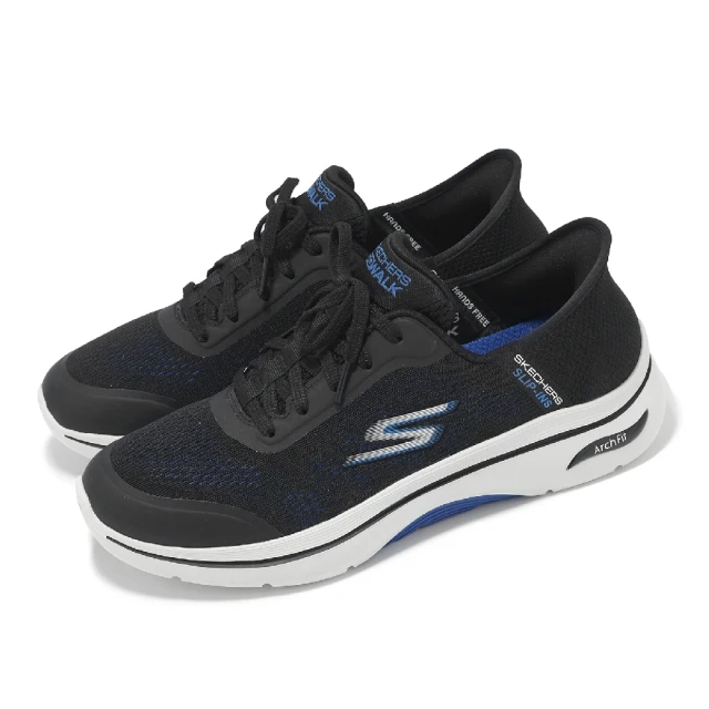 SKECHERS 休閒鞋 Go Walk Arch Fit 2 Slip-Ins 男鞋 黑 套入式 緩衝 健走鞋(216604-BKBL)