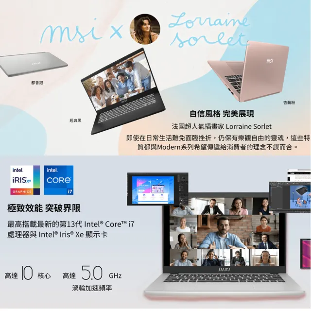 【MSI 微星】14吋i7 輕薄效能筆電(Modern 14/i7-1355U/16G/1TB SSD/W11/C13M-887TW)