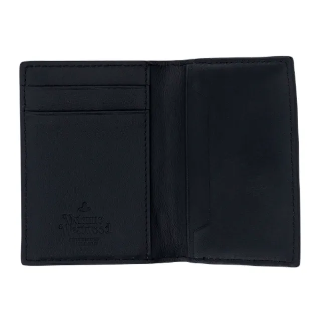 【Vivienne Westwood】品牌LOGO 皮革雙摺卡夾(黑色)