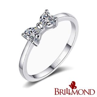 【BRILLMOND JEWELRY】30分天然鑽石 PT950鉑金 心型蝴蝶結鑽戒(天然鑽石總重30分)