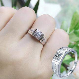 【KT DADA】情侶對戒 求婚戒指 純銀戒指 方形戒指 男戒 銀戒指 開口戒指 可調式戒指 中性戒指
