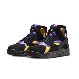 【NIKE 耐吉】休閒鞋 Air Flight Huarache 黑 紫金 湖人隊 客場 男鞋 復古籃球鞋 FD0188-001