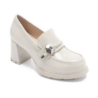 【Pineapple Outfitter】MADDOX 方頭圓飾釦帶粗跟樂福鞋(灰色)