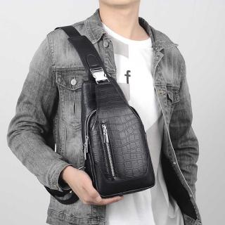 【MoonDy】包包斜揹包 男生包包 胸包 真皮包包 胸包男 牛皮包包 大容量斜揹包 高階感 黑色包包