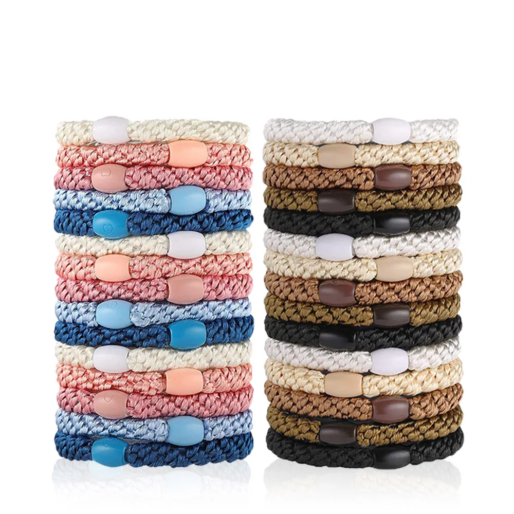 【AHOYE】編織高彈力髮圈 加粗款15入(髮飾 髮束 頭飾 髮繩)