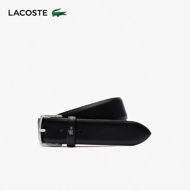 LACOSTE 配件-光滑皮革腰帶(黑色)