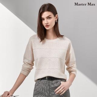 【Master Max】簡約小花織紋混蔥毛料長袖針織上衣(8428016)