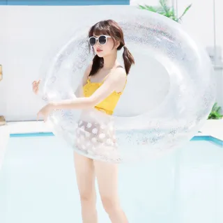 韓系透明感亮片成人游泳圈(派對 玩水 網美 救生圈 漂浮 暑 充氣圈 溪 水上玩具 防滑耐磨 擺飾 拍照)