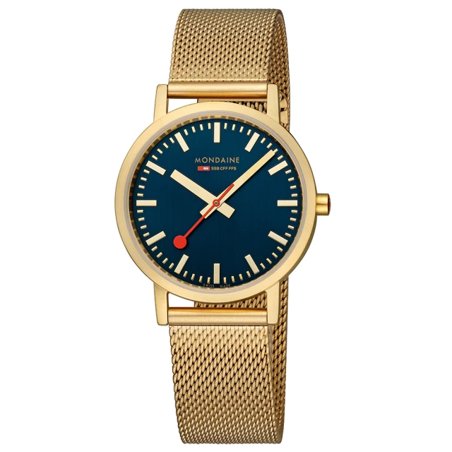 MONDAINE 瑞士國鐵 CLASSIC 36mm IP GOLD深海藍/ 米蘭帶(660440BM)