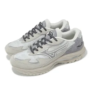【MIZUNO 美津濃】休閒鞋 Wave Rider β 男鞋 灰 米白 波浪片 拼接 麂皮 復古跑鞋 美津濃(D1GA2455-01)
