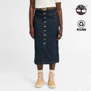 【Timberland】女款深牛仔藍丹寧天絲長裙(A6XXAB71)