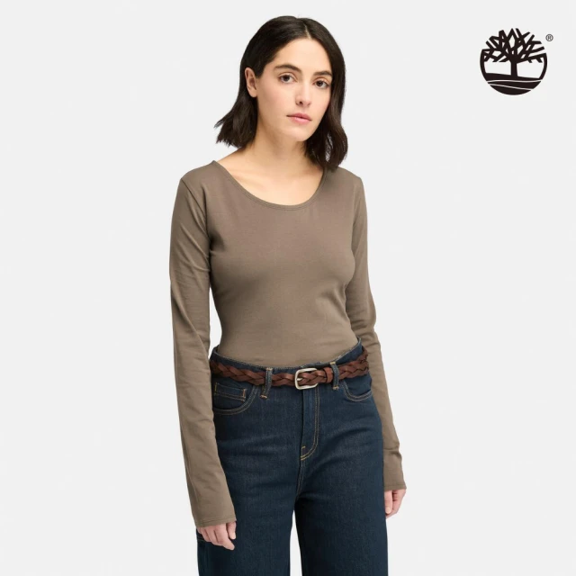 Timberland 女款咖啡色長袖合身T恤(A5ZHQBK0)