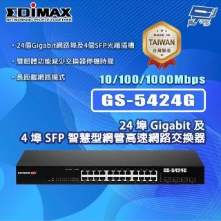【CHANG YUN 昌運】EDIMAX 訊舟 GS-5424G MIT 24埠Gigabit及4埠SFP智慧型網管高速網路交換器