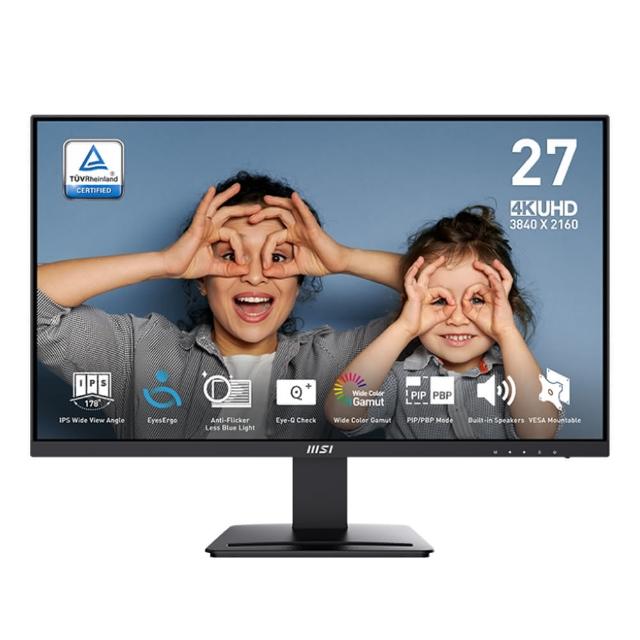 【MSI 微星】PRO MP273U 27型 IPS 4K 60Hz護眼商用顯示器(HDMI/DP/內建揚聲器)