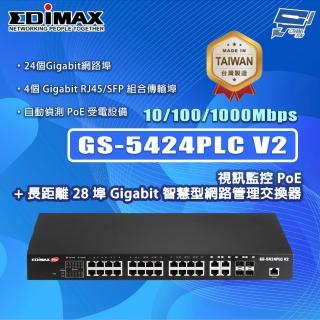 【CHANG YUN 昌運】EDIMAX 訊舟 GS-5424PLC V2 MIT 28埠 Gigabit 智慧型網路管理交換器