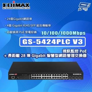 【CHANG YUN 昌運】EDIMAX 訊舟 GS-5424PLC V3 28埠 Gigabit 智慧型網路管理交換器