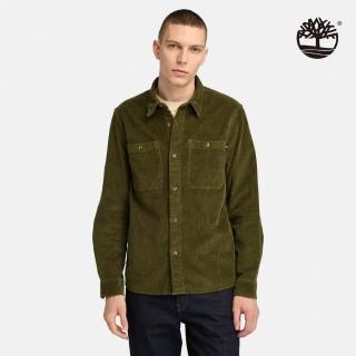 【Timberland 官方旗艦】男款橄欖綠色燈芯絨襯衫外套(A68W7302)