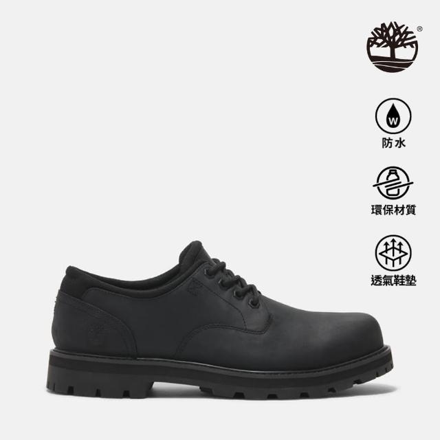 【Timberland】男款黑色皮革防水休閒鞋(A69T9W02)