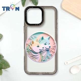 【TRON】iPhone 16/16 PLUS/16 PRO/16 Pro Max 可愛紙雕柴犬 防摔太空殼 透黑款 軟硬殼 手機殼