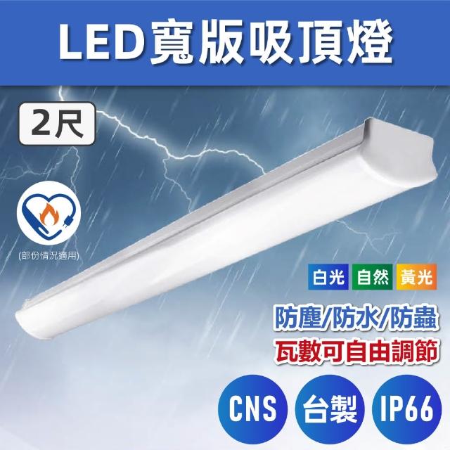 【E極亮】LED 2尺 防水三防燈 吸頂燈 1入組(LED 一體式吸頂燈)