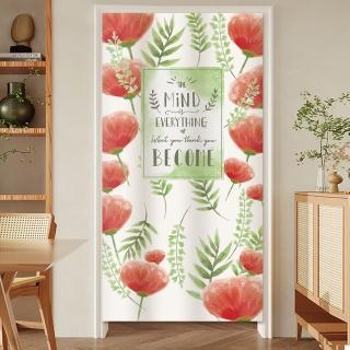 【BonBon naturel】心花開-加厚質感一片式長門簾風水簾 88cm*180cm(門簾/風水簾/長門簾/穿桿式門簾)