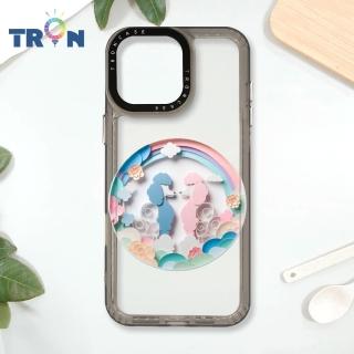 【TRON】iPhone 16/16 PLUS/16 PRO/16 Pro Max 可愛紙雕貴賓狗 防摔太空殼 透黑款 軟硬殼 手機殼