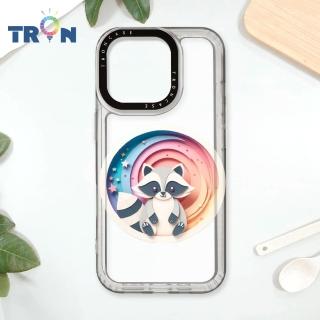 【TRON】iPhone 16/16 PLUS/16 PRO/16 Pro Max 可愛紙雕浣熊 防摔太空殼 透白款 軟硬殼 手機殼