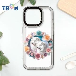 【TRON】iPhone 16/16 PLUS/16 PRO/16 Pro Max 可愛紙雕薩摩耶 防摔太空殼 透白款 軟硬殼 手機殼