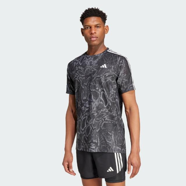 【adidas 愛迪達】短袖上衣 男款 運動 OTR E AOP TEE 黑灰 IS9584