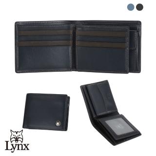 【Lynx】美國山貓nappa軟皮8卡中間翻零錢短夾(藍色/黑色)