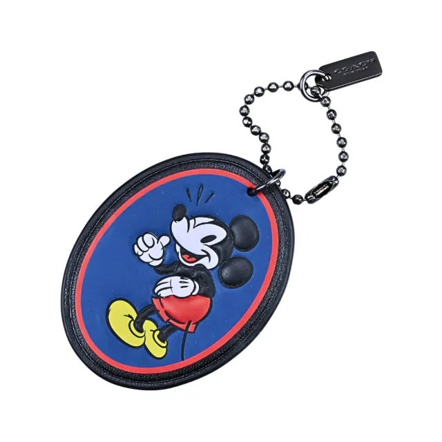 【COACH】DISNEY 米奇圖印珠鍊鑰匙圈掛飾(靛色)