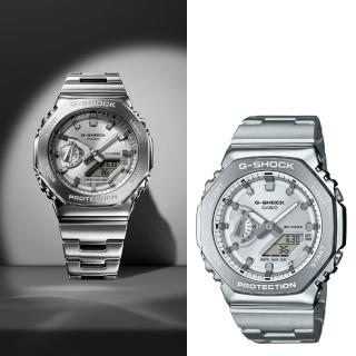 【CASIO 卡西歐】G-SHOCK八角不鏽鋼雙顯錶(GM-2110D-7A)