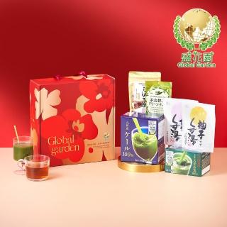 【盛花園】日本青汁養生飲禮盒 大(羽衣甘藍青汁、大麥若葉青汁、原味葛粉、柚子葛粉、宇治抹茶粉、牛蒡茶)