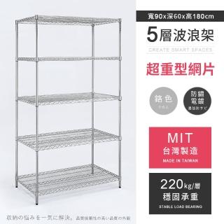 【AAA】MIT耐重鐵力士 超重型五層置物架 90x60x180cm(波浪架 鐵力士架 收納架 貨架 層架 鐵架 儲物架)
