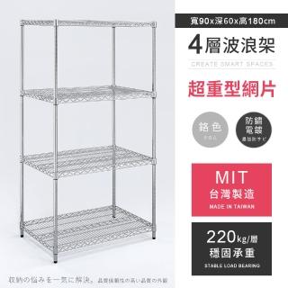 【AAA】MIT耐重鐵力士 超重型四層置物架 90x60x180cm(波浪架 鐵力士架 收納架 貨架 層架 鐵架 儲物架)