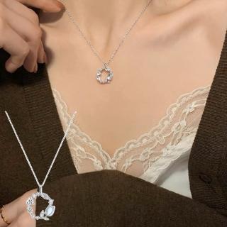 【MoonDy】S925 純銀項鍊 鬱金香項鍊 項鍊 月光石項鍊 花環項鍊 氣質項鍊 守護愛情 鎖骨鍊 銀飾