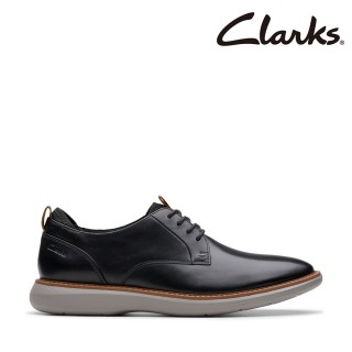 【Clarks】男鞋 Brantin Plain 拋光美感輕量皮革休閒鞋 皮鞋(CLM79382D)