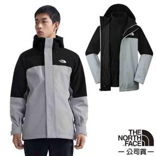 【The North Face】男 DRYVENT 防水透濕二合一兩件式連帽保暖外套.夾克.風衣/耐用耐磨(89ZP-C3F 星塵灰)