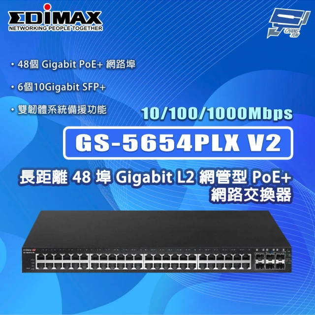 CHANG YUN 昌運 EDIMAX 訊舟 GS-5654PLX V2 48埠Gigabit L2網管型PoE+網路交換器