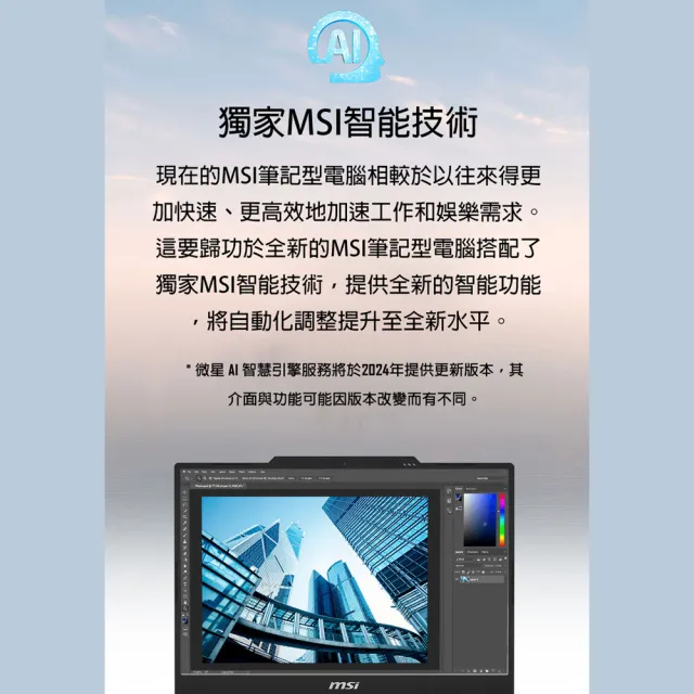 M365★【MSI 微星】15.6吋 Ultra7-155H AI輕薄效能筆電(Modern 15 H AI/16G/1TB SSD/W11P/C1MG-023TW)