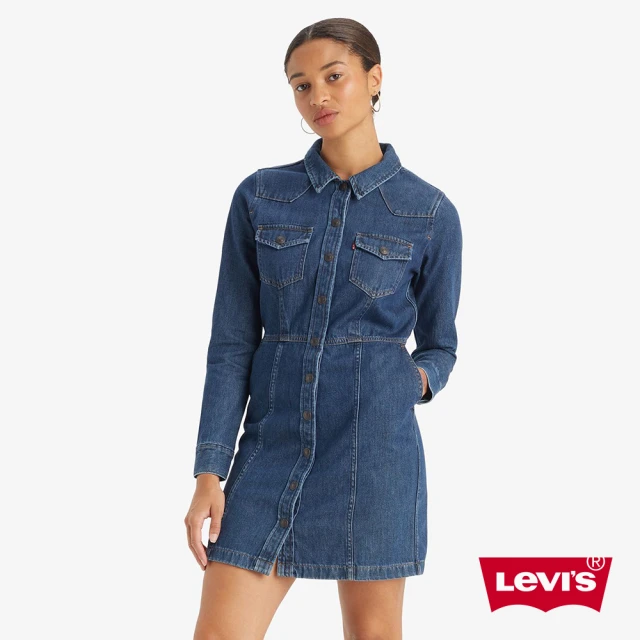 LEVIS 女款 經典丹寧牛仔長袖洋裝 人氣新品 A7592-0000