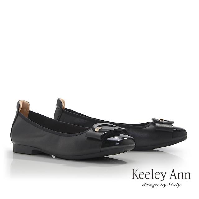 【Keeley Ann】異材拼接平底包鞋(黑色485568110)