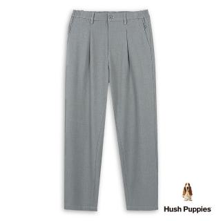 【Hush Puppies】男裝 長褲 素色後腰鬆緊彈力寬版錐形長褲(麻灰 / 44121101)