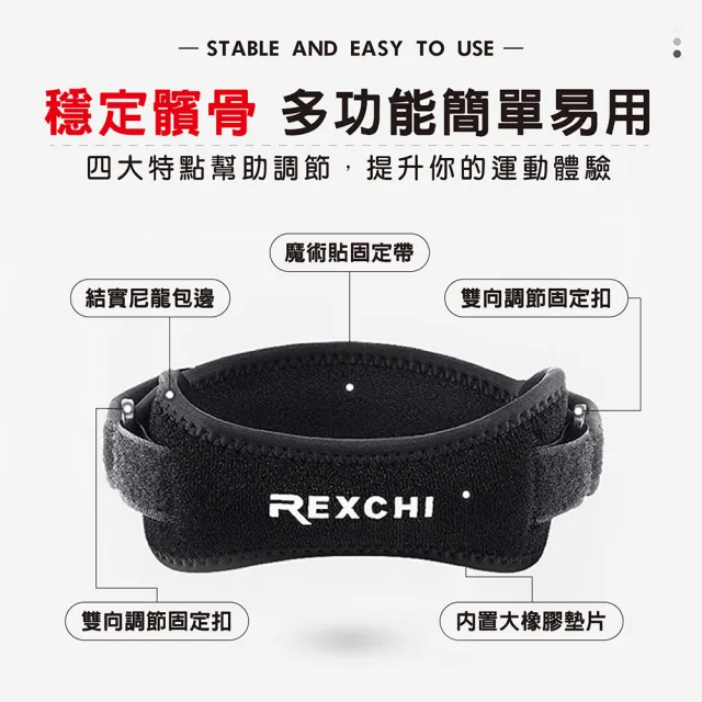 【REXCHI】運動髕骨帶-2入組(膝蓋保護帶 護膝帶 運動護具 護髖骨帶 加壓吸震)