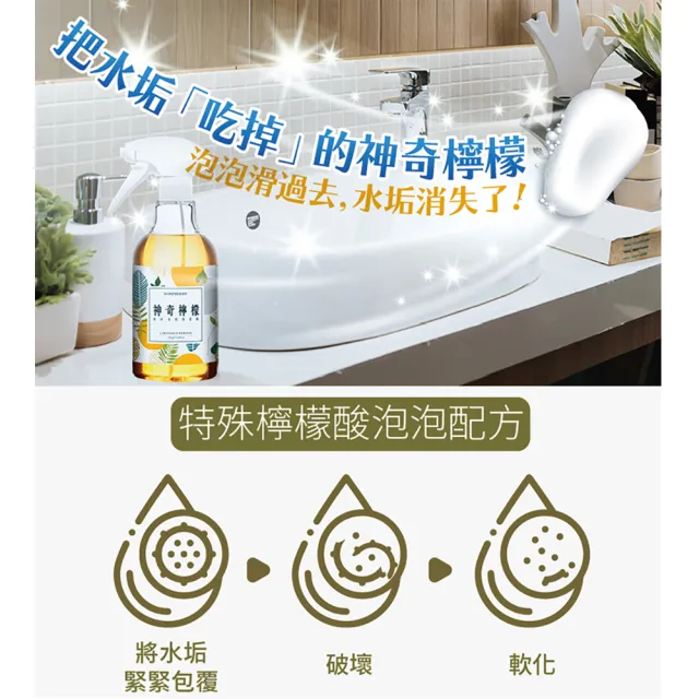 【古寶無患子】神奇檸檬泡沫水垢清潔劑(噴瓶500g)