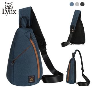 【Lynx】美國山貓防潑水尼龍布包單肩背包胸包(藍灰黑三色可選)