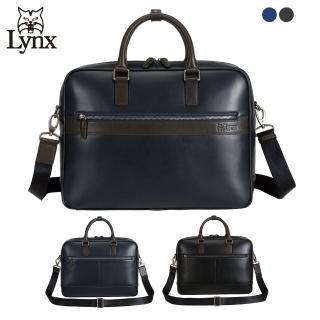 【Lynx】美國山貓頂級進口nappa軟皮商務電腦公事包(藍色/黑色)