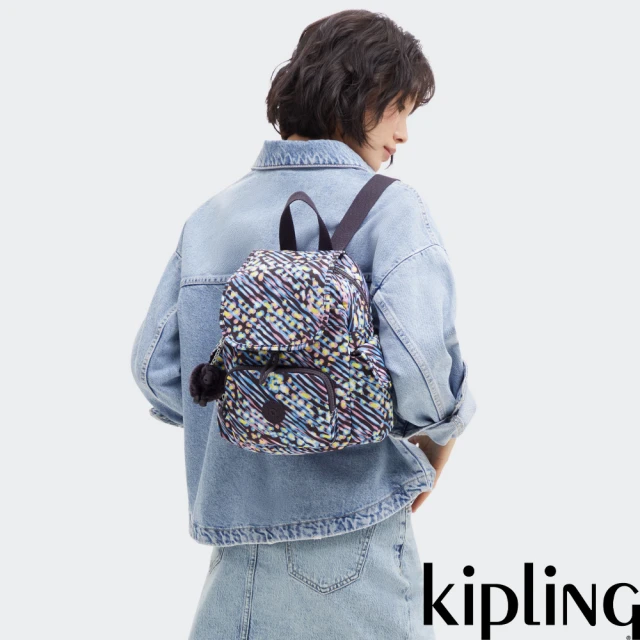 KIPLING官方旗艦館 米色老花拼接手提肩背托特包-DEV